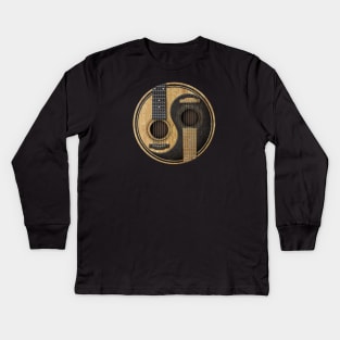 Old and Worn Acoustic Guitars Yin Yang Kids Long Sleeve T-Shirt